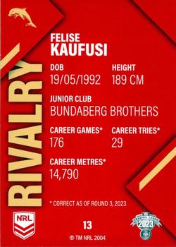 2023 NRL Traders Rivalry #13 Felise Kaufusi Back
